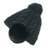 ブラック | EAR COVER BONBON WATCH /耳ファーポンポンワッチニット帽 | FADEN