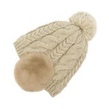 ライトベージュ | EAR COVER BONBON WATCH /耳ファーポンポンワッチニット帽 | FADEN