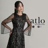 ブラック | リーフエンブロイダリー バックデザイン パーティードレス | PourVous