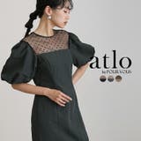 ドットフロッキー パフスリーブ パーティードレス | PourVous | 詳細画像1 