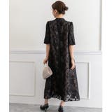 花柄ジャガードランタンスリーブAライン結婚式パーティードレス | PREFERIR | 詳細画像10 