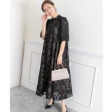 花柄ジャガードランタンスリーブAライン結婚式パーティードレス | PREFERIR | 詳細画像11 