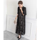 花柄ジャガードランタンスリーブAライン結婚式パーティードレス | PREFERIR | 詳細画像12 