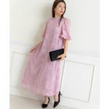 花柄ジャガードランタンスリーブAライン結婚式パーティードレス | PREFERIR | 詳細画像2 