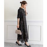 花柄ジャガードランタンスリーブAライン結婚式パーティードレス | PREFERIR | 詳細画像9 