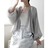 グレー | ラメ楊柳バルーンスリーブボレロ | PREFERIR