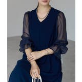 ボリュームシアースリーブAラインVネックドレス | PREFERIR | 詳細画像16 