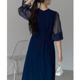 ボリュームシアースリーブAラインVネックドレス | PREFERIR | 詳細画像18 