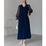 ボリュームシアースリーブAラインVネックドレス | PREFERIR | 詳細画像20 