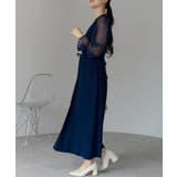 ボリュームシアースリーブAラインVネックドレス | PREFERIR | 詳細画像22 