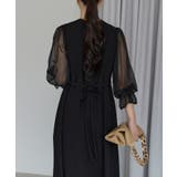 ボリュームシアースリーブAラインVネックドレス | PREFERIR | 詳細画像3 