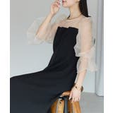 ベージュ | シアースリーブフレアードレス | PREFERIR