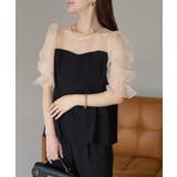 ブラック×ベージュ | バルーンスリーブブラウス+ワイドパンツ | PREFERIR