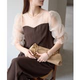 ブラウン×ベージュ | バルーンスリーブブラウス+ワイドパンツ | PREFERIR