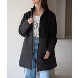 ブラック | 中わた切り替えスタンドカラーAラインハーフコート | PREFERIR