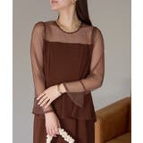 ドットチュール切り替えペプラムドレス | PREFERIR | 詳細画像1 