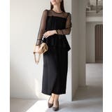 ドットチュール切り替えペプラムドレス | PREFERIR | 詳細画像34 