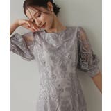 ラベンダー | 刺繍レースバックリボン結婚式パーティードレス | PREFERIR