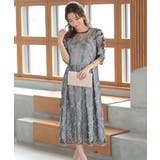 ブラック | バックリボンチュール刺しゅうレース結婚式パーティードレス | PREFERIR