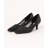 ブラック | 幾何柄グリッターパンプス | PREFERIR