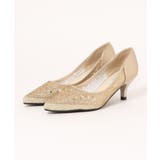 ゴールド | 幾何柄グリッターパンプス | PREFERIR