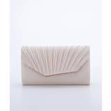 ベージュ | 3WAYビジュー付きサテンプリーツパーティークラッチバッグ | PREFERIR