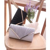 3WAY V字サテンプリーツパーティークラッチバッグ | PREFERIR | 詳細画像1 