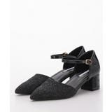 ブラック | グリッターチャンキーヒールパンプス | PREFERIR