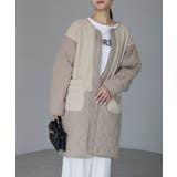 ベージュ | キルティングボアコート | PREFERIR