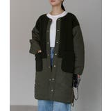 カーキ | キルティングボアコート | PREFERIR