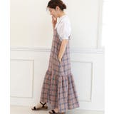 ブラウン | ダブルストラップチェックキャミワンピース | PREFERIR