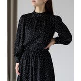 ブラック | ドット柄2WAYボウタイブラウス | PREFERIR
