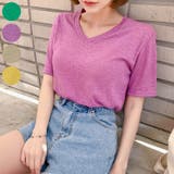 Purple | サマーリネンVネックTシャツ 涼し気 カラフル | PREMIUM K