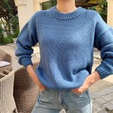 Blue | ふっくらラウンドネックニット セーター ニット | PREMIUM K
