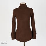 Brown | ブラックボタンタートルネックニット 薄手のセーター ハイネック | PREMIUM K