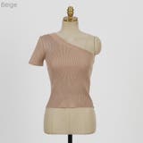 Beige | ハーフオフショルダーリブトップス ワンショルダー デコルテ | PREMIUM K