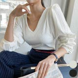 Ivory | シャープラインVネックトップス パフスリーブ ボリューム袖 | PREMIUM K