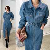 センターボタンデニムワンピース ウエストマーク スリット | PREMIUM K | 詳細画像6 