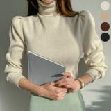 Ivory | シャーリングパフスリーブニット ハイネック タートルネック | PREMIUM K