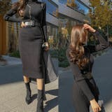 ベルトセットニットロングワンピース タートルネック ハイネック | PREMIUM K | 詳細画像5 