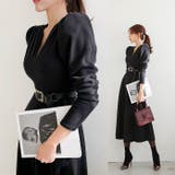 タックVネックロングワンピース パフスリーブ ハイウエスト | PREMIUM K | 詳細画像11 
