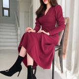 タックVネックロングワンピース パフスリーブ ハイウエスト | PREMIUM K | 詳細画像3 