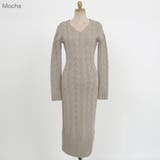 Mocha | プレッツェルニットロングワンピース Vネック ミディ丈 | PREMIUM K