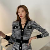 ハウンドトゥースチェックニットワンピース セットアップ風 ロングワンピース | PREMIUM K | 詳細画像4 