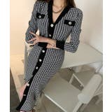 ハウンドトゥースチェックニットワンピース セットアップ風 ロングワンピース | PREMIUM K | 詳細画像5 