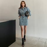 デニムシャツミニワンピース ハイウエスト ドロップショルダー | PREMIUM K | 詳細画像5 