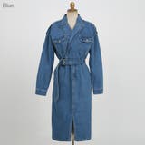 テーラードカラーデニムワンピース ウエストマーク フロントスリット | PREMIUM K | 詳細画像1 