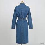 テーラードカラーデニムワンピース ウエストマーク フロントスリット | PREMIUM K | 詳細画像21 