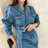 テーラードカラーデニムワンピース ウエストマーク フロントスリット | PREMIUM K | 詳細画像3 