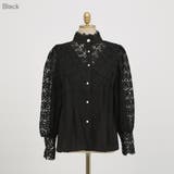 Black | ハイネックレースブラウス バルーン袖 透け感 | PREMIUM K